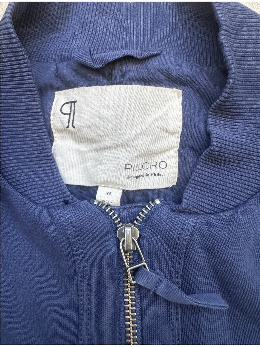 Anthropologie Pilcro Knit Bomber Jacket Women’s Size XS Navy Zip Front Casual - Picture 10 of 14
